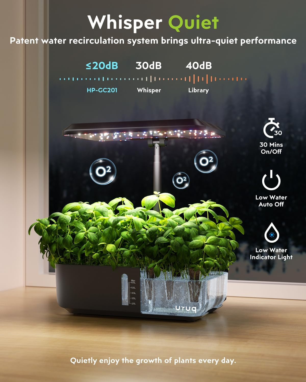 Hydroponics Growing System Indoor Garden:  12 Pods Indoor Gardening System with Remote Control LED Grow Light Height Adjustable Quiet Plants Germination Kit - Gardening Gifts for Women Black