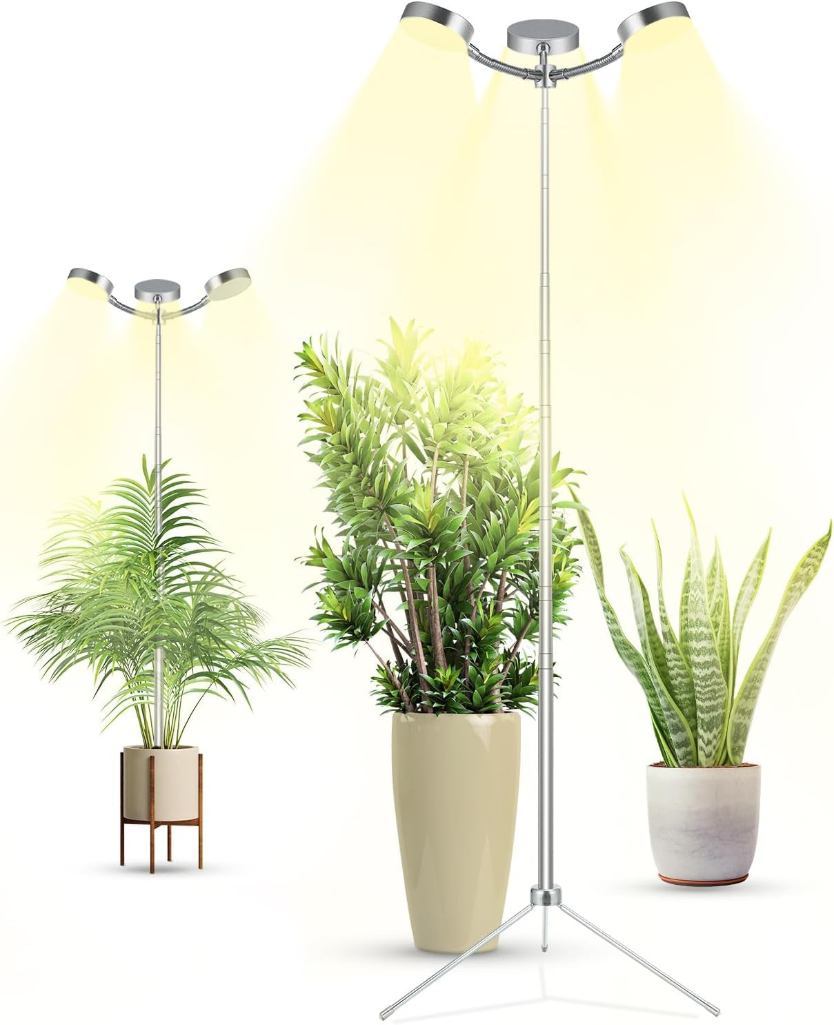 Grow Lights Full Spectrum with Detachable Tripod Stand, Multi-Functional 10-55 Inches Height Adjustab Stand and Desktop Plant Growing Lights for Indoor Large Small Plants with Auto On/Off Timer