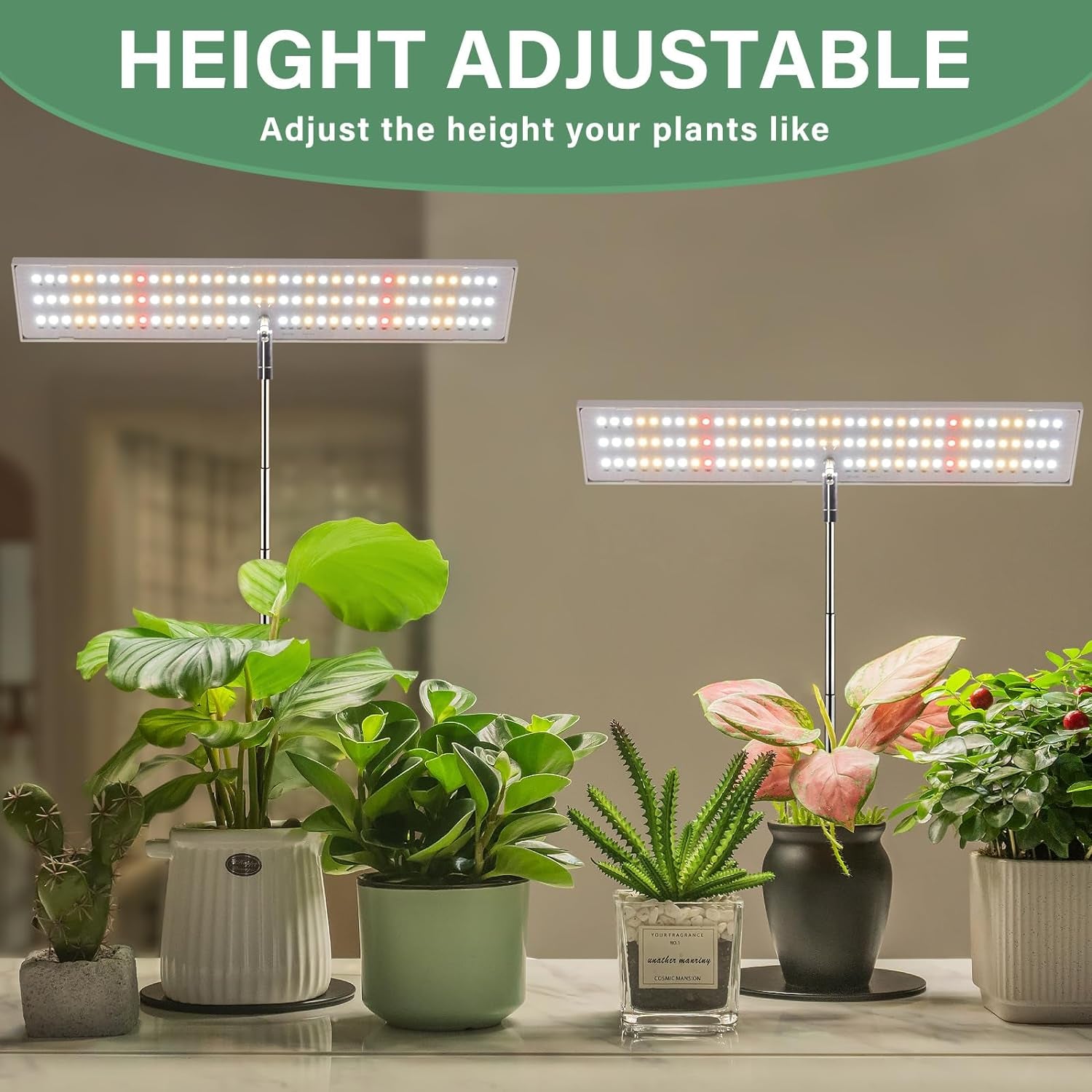 Grow Light, Full Spectrum LED Plant Light for Indoor Plants, Height Adjustable Growing Lamp with Auto On/Off Timer 4H/8H/12H, 4 Dimmable Brightness, Ideal for Home Desk Plant Lighting