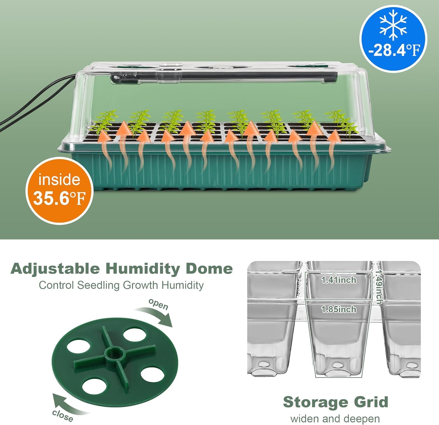 2 Packs Starter Tray with Grow Light, 80 Cells Seed Starter Kits with Humidity Dome and Base Plant Germination Seedling Starter Kit with Smart Timer for Indoor Greenhouse Wheatgrass Hydroponic