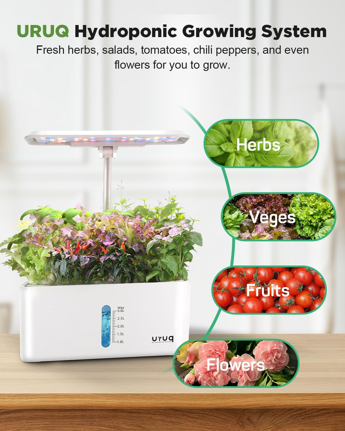 Hydroponics Growing System Indoor Garden: 8 Pods Herb Garden Kit Indoor with LED Grow Light Quiet Smart Water Pump Automatic Timer Healthy Fresh Herbs Vegetables - Hydroponic Planter for Home Kitchen