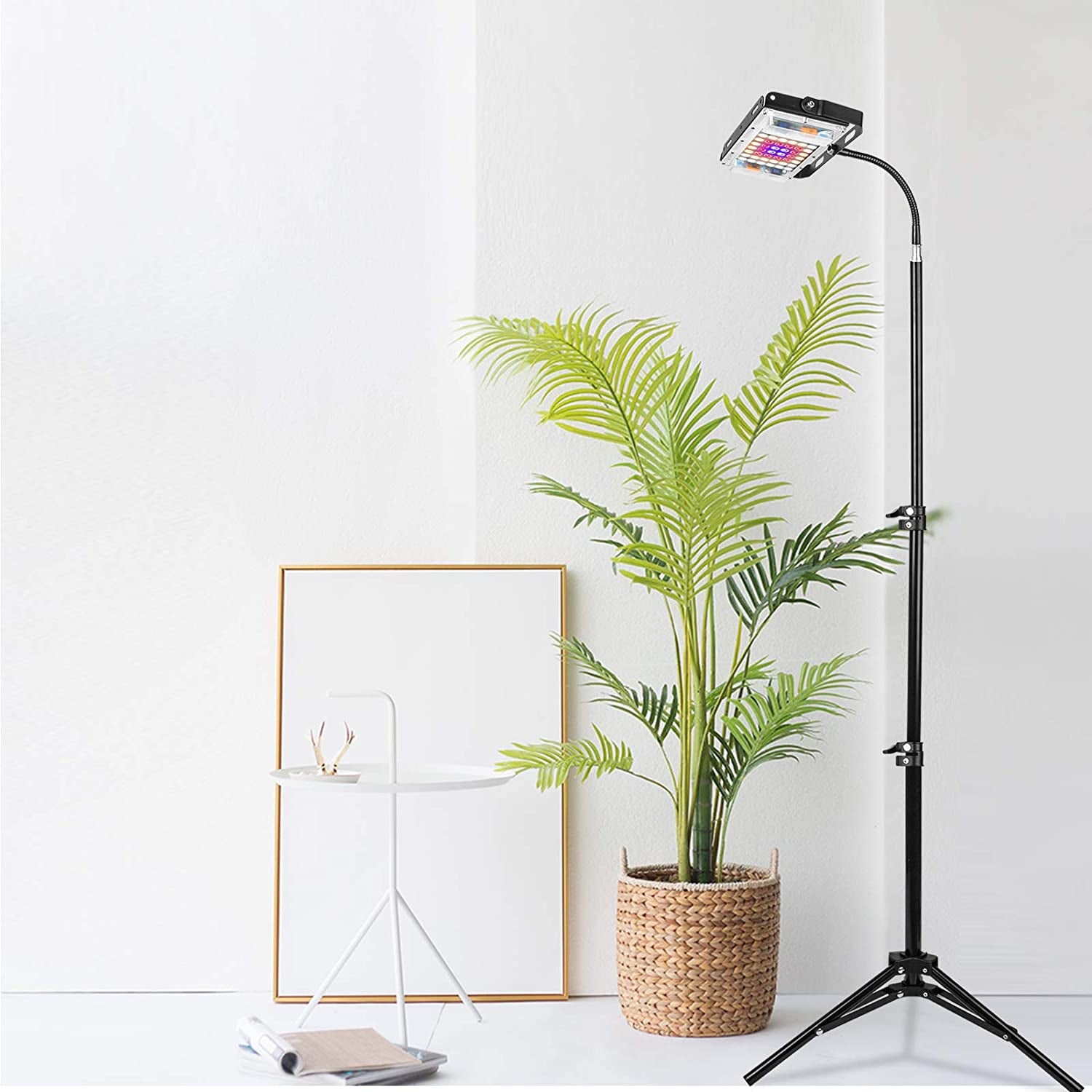 Grow Light with Stand, Full Spectrum 150W LED Floor Plant Light for Indoor Plants, Grow Lamp with On/Off Switch, Adjustable Tripod Stand 15-48 Inches