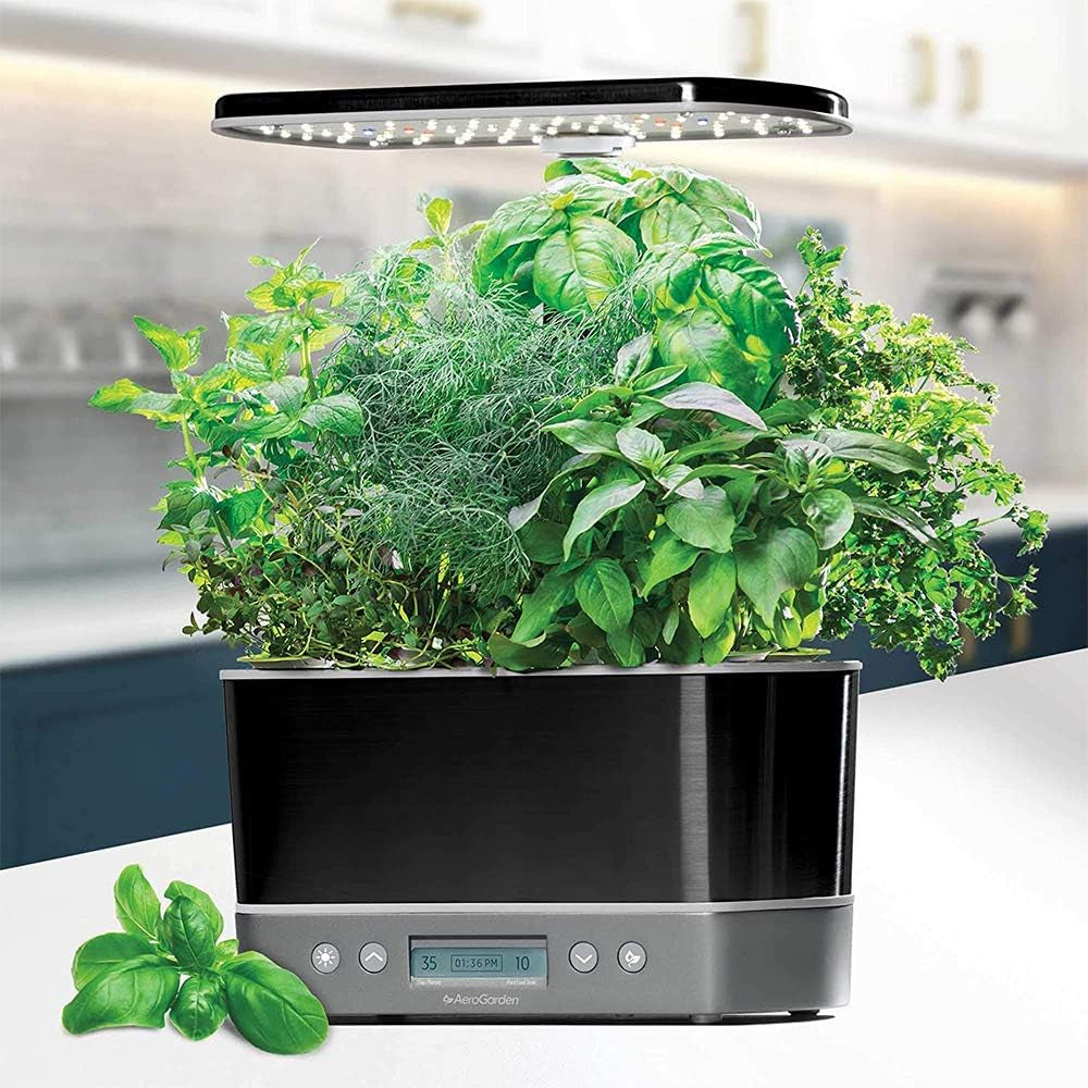 Harvest Elite Indoor Garden Hydroponic System with LED Grow Light and Herb Kit, Holds up to 6 Pods, Platinum
